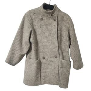 Vintage Ethel Pear For One Up Wool Cream Tweed Coat Made in USA  M-L